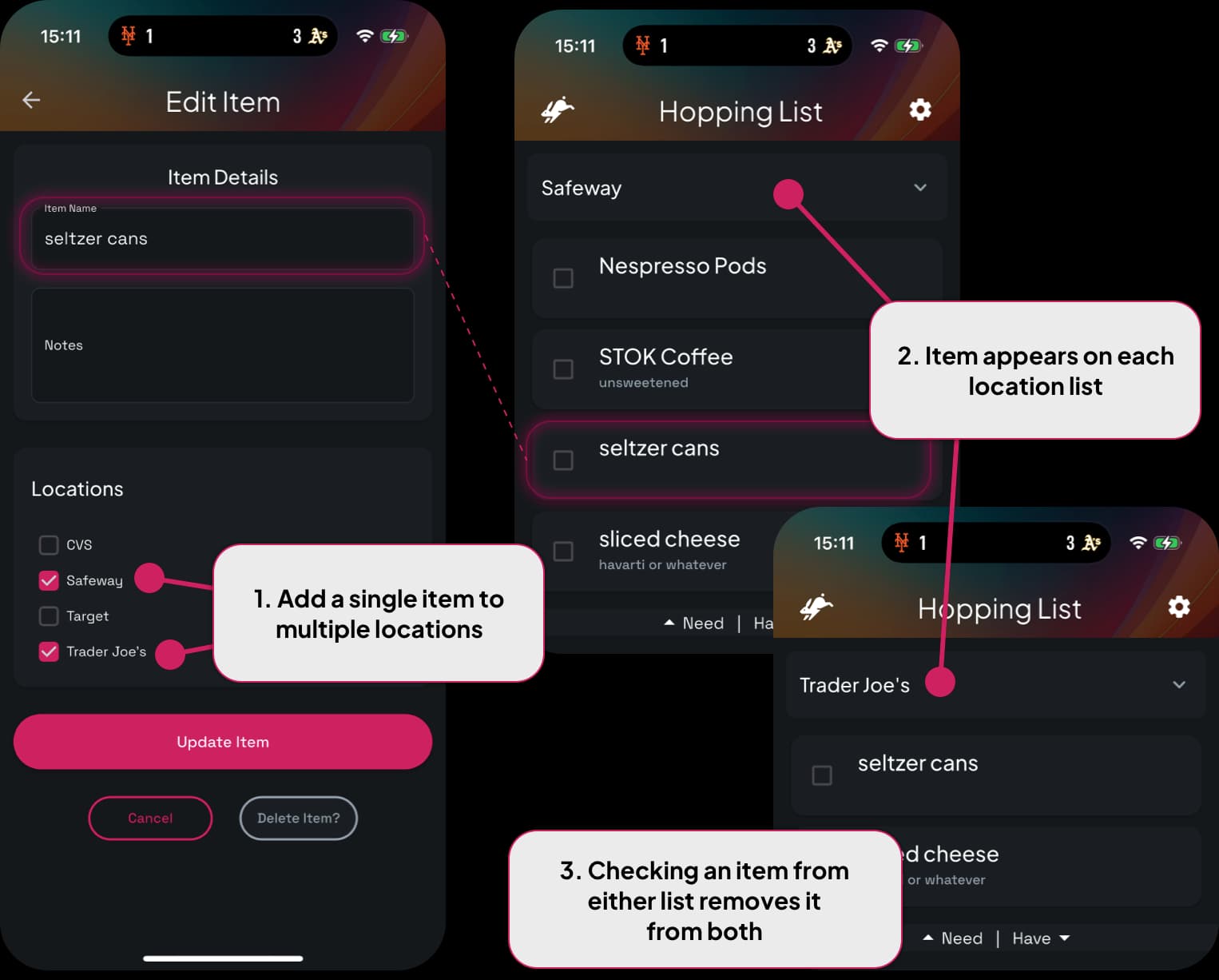 Hopping List Overview